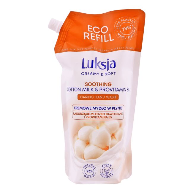 LUKSJA CREAMY & SOFT skystojo muilo papildymas, 900 ml