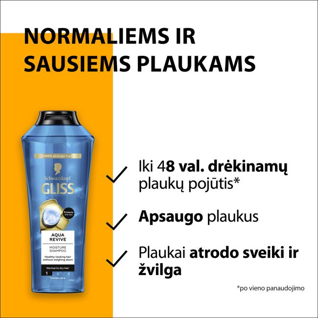 GLISS AQUA REVIVE plaukų šampūnas, 400 ml