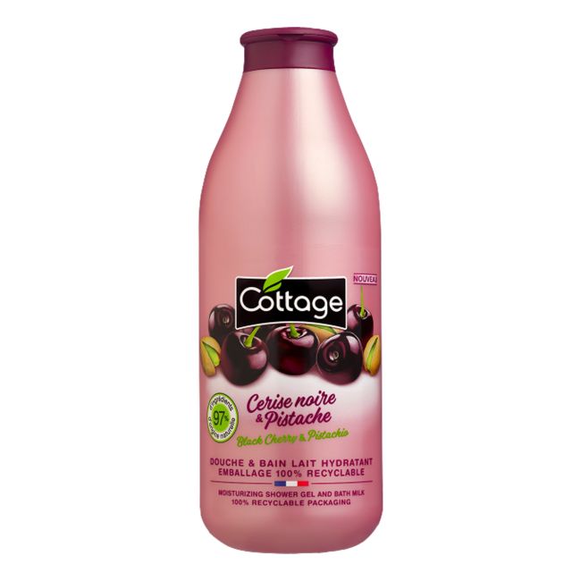 COTTAGE CERISE NOIRE & PISTACHE MOISTURIZING dušo želė ir vonios pienelis, 750 ml