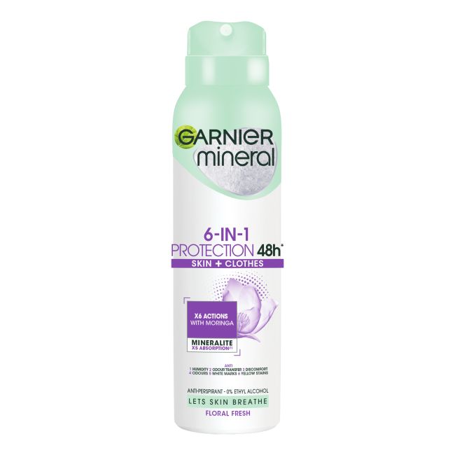 GARNIER MINERAL 6-IN-1 PROTECTION 48H purškiamas dezodorantas, 150 ml