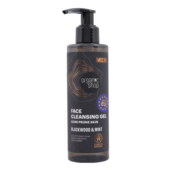 ORGANIC SHOP BLACKWOOD & MINT vyrų valomoji veido želė, 200 ml