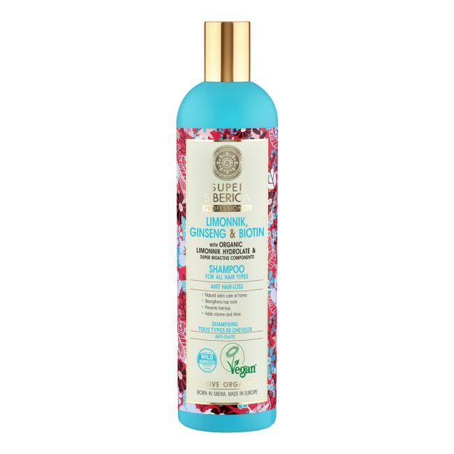 SUPER SIBERICA LIMONNIK GINSENG & BIOTIN plaukų šampūnas, 400 ml