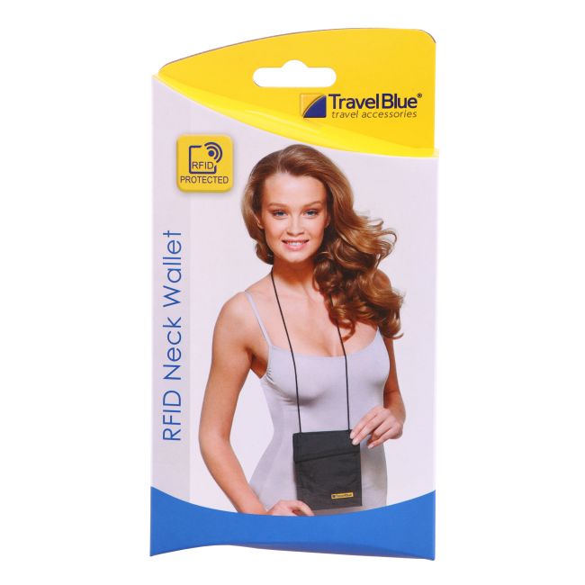 TRAVEL BLUE RFID PROTECTED kaklo piniginė
