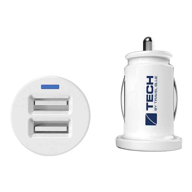 TECH BY TRAVEL BLUE automobilio įkroviklis  2,1 A dvigubas USB