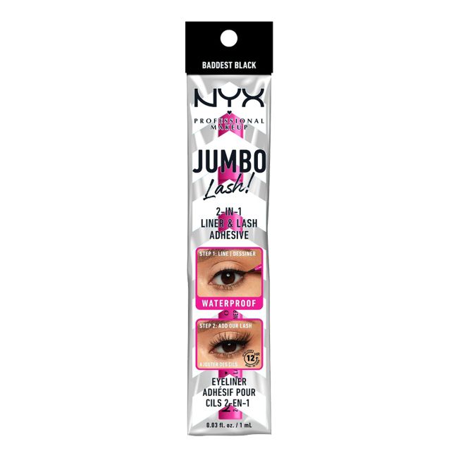 NYX PROFESSIONAL MAKEUP JUMBO LASH! akių kontūro skystis su plunksnele ir klijai