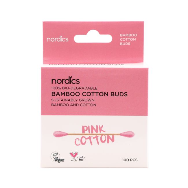 NORDICS BAMBOO PINK COTTON vatos pagaliukai (100 vnt.)