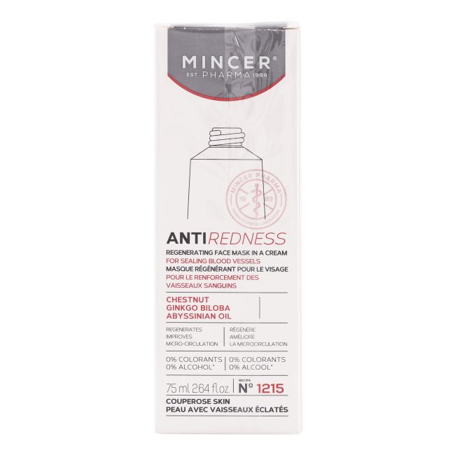 MINCER ANTI REDNESS REGENERATING kreminė veido kaukė, 75 ml