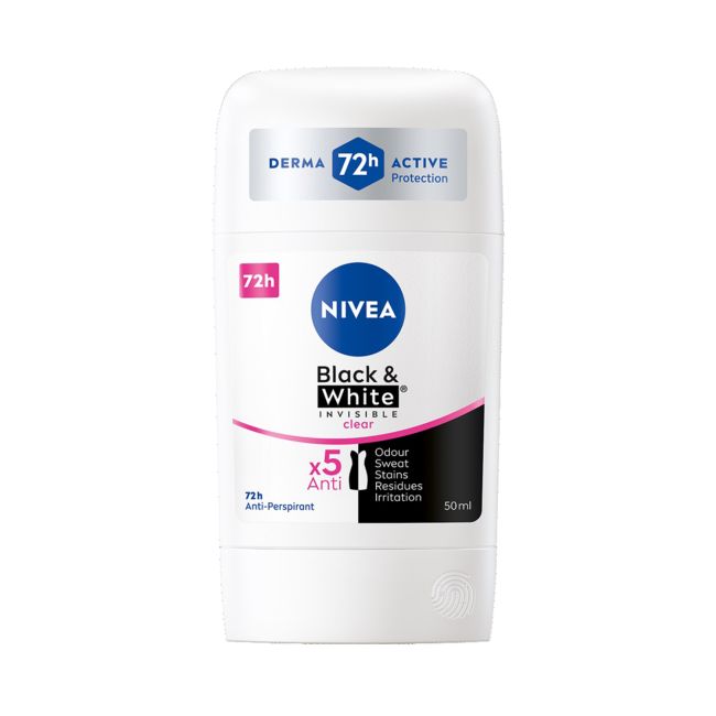 NIVEA BLACK & WHITE INVISIBLE pieštukinis moterų dezodorantas antiperspirantas, 50 ml