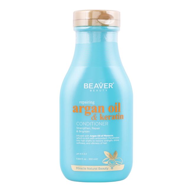 BEAVER BEAUTY REPAIRING ARGAN OIL & KERATIN plaukų kondicionierius, 350 ml