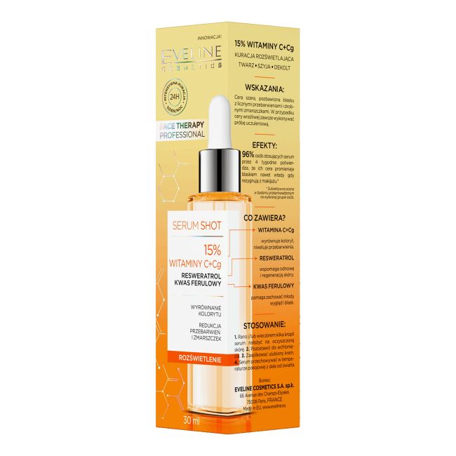 EVELINE SERUM SHOT 15% VITAMIN C+Cg ILLUMINATION veido serumas, 30 ml