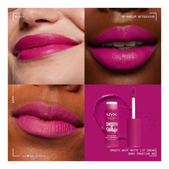 NYX PROFESSIONAL MAKEUP SMOOTH WHIP MATTE lūpų dažai, 4 ml