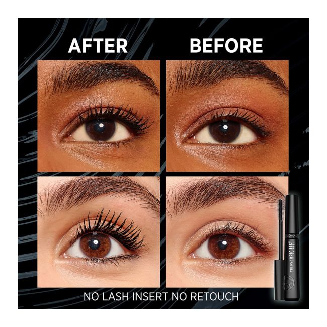 L'OREAL TELESCOPIC LIFT EXTRA BLACK blakstienų tušas, 9,9 ml