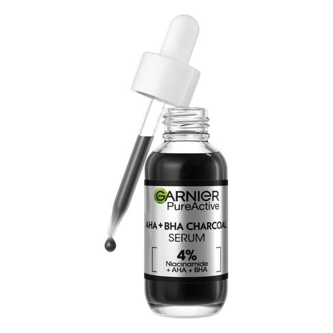 GARNIER PURE ACTIVE AH + BHA CHARCOAL veido serumas, 30 ml