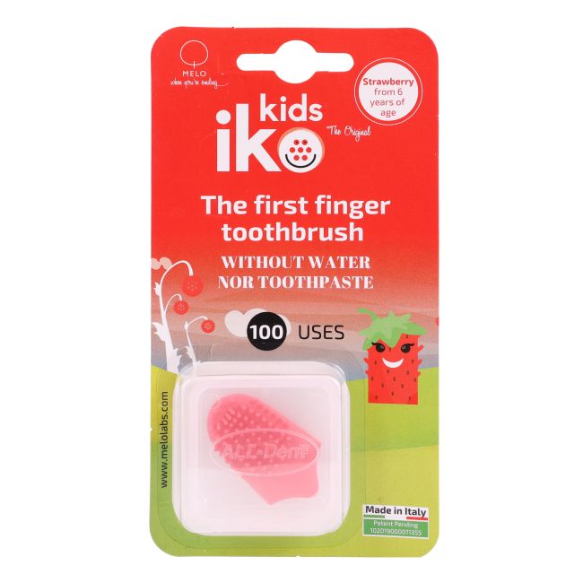MELO IKO KIDS STRAWBERRY ant piršto užmaunamas dantų šepetėlis