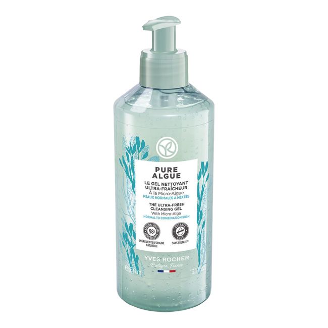 YVES ROCHER PURE ALGUE THE ULTRA-FRESH valomoji prausimo želė, 390 ml