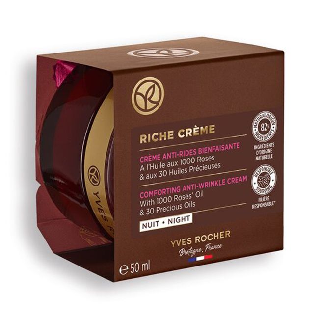 YVES ROCHER RICHE CREME COMFORTING ANTI-WRINKLE naktinis kremas, 50 ml