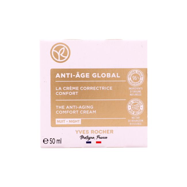 YVES ROCHER ANTI-AGE GLOBAL COMFORT naktinis veido kremas, 50 ml