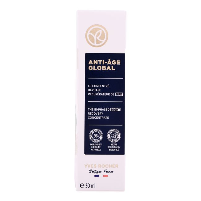 YVES ROCHER ANTI-AGE GLOBAL THE BI-PHASED naktinis koncentratas, 30 ml