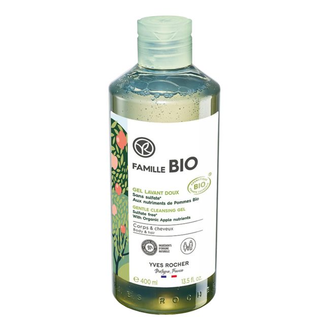 YVES ROCHER FAMILLE BIO GENTLE CLEANSING kūno ir plaukų želė, 390 ml