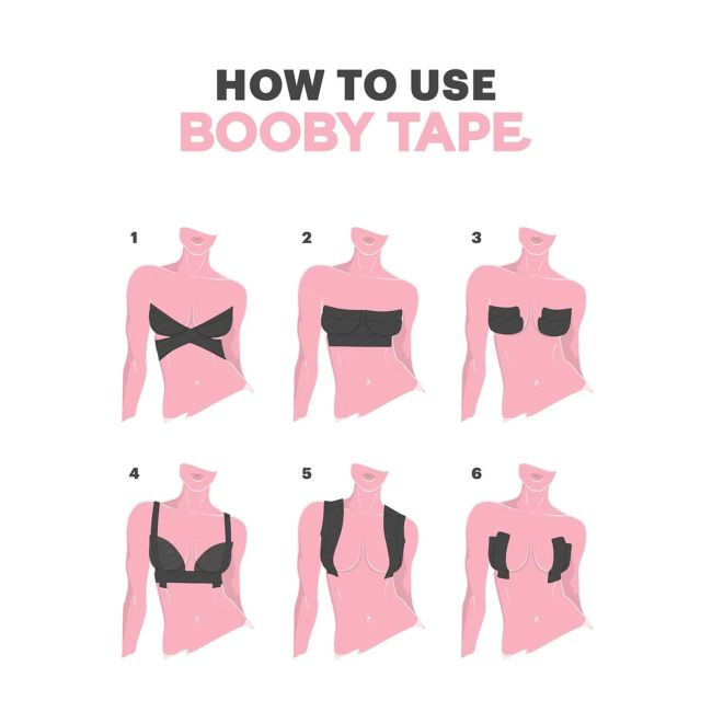 BOOBY TAPE BLACK krūtinės formavimo juosta (5 x 5 cm)