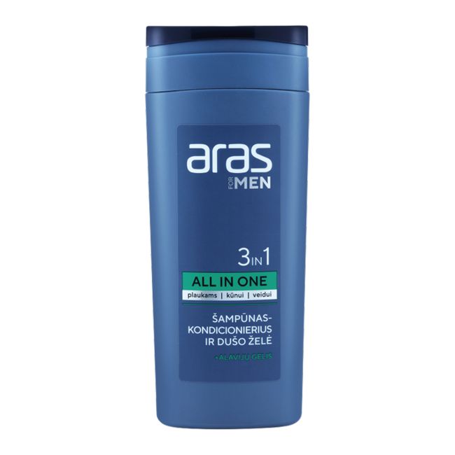 ARAS FOR MEN 3 IN 1 ALL IN ONE šampūnas, kondicionierius ir dušo želė, 250 ml