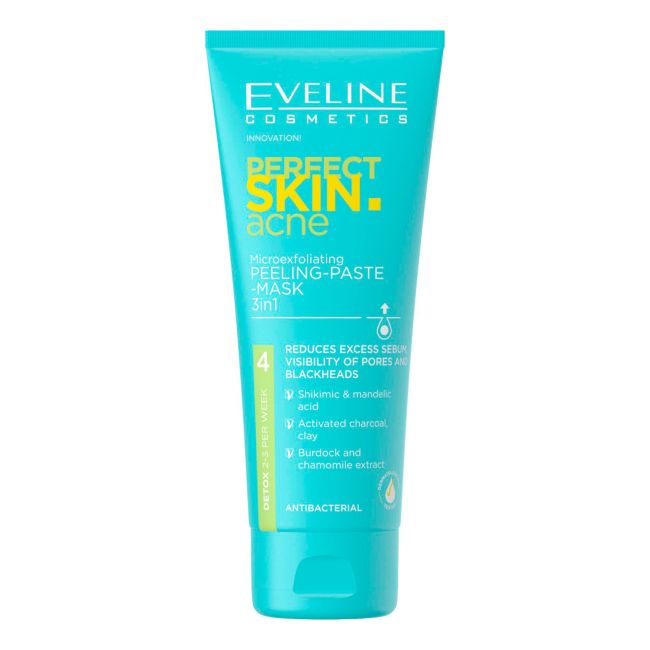 EVELINE PERFECT SKIN ACNE veido šveičiamoji pasta kaukė, 75 ml
