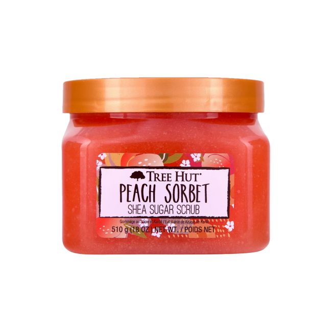 TREE HUT PEACH SORBET SHEA SUGAR kūno šveitiklis, 510 g
