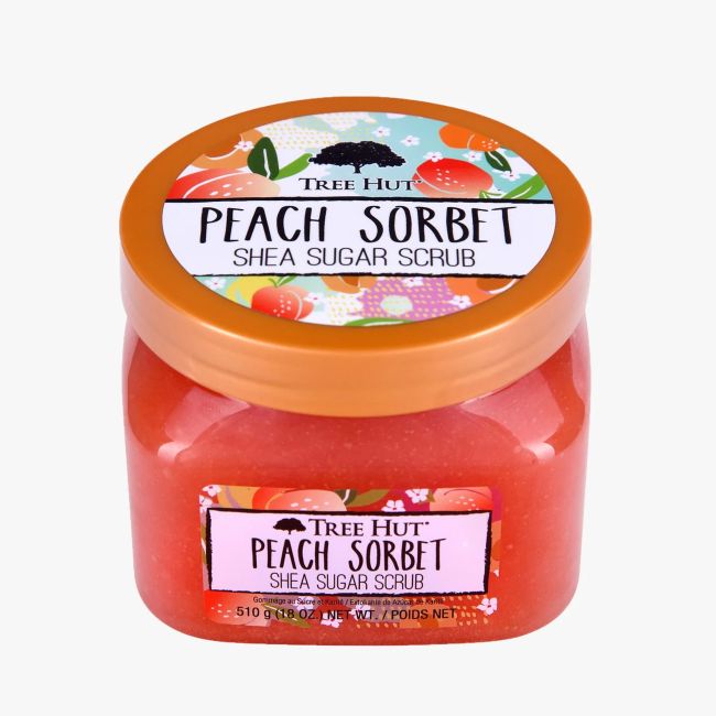 TREE HUT PEACH SORBET SHEA SUGAR kūno šveitiklis, 510 g
