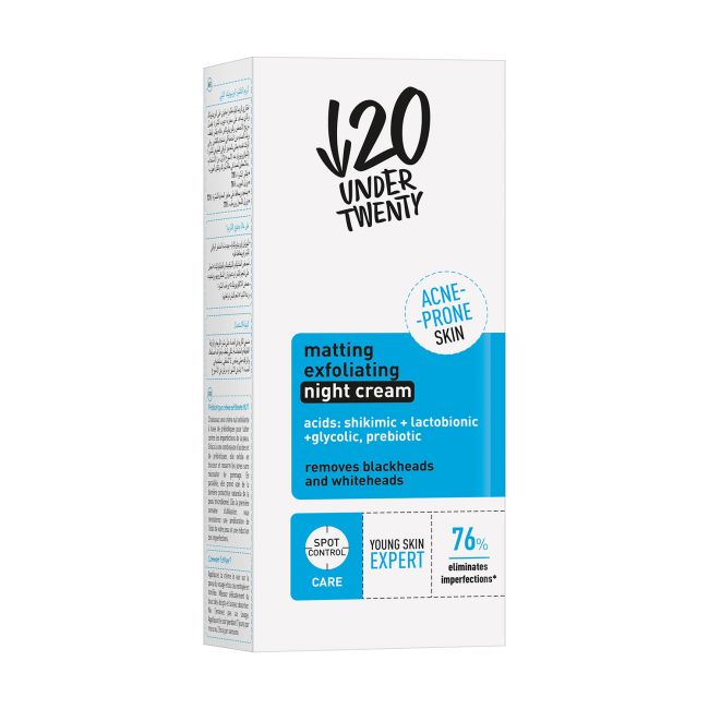 UNDER TWENTY PREBIOTIC MATTIFYING veido kremas, 50 ml