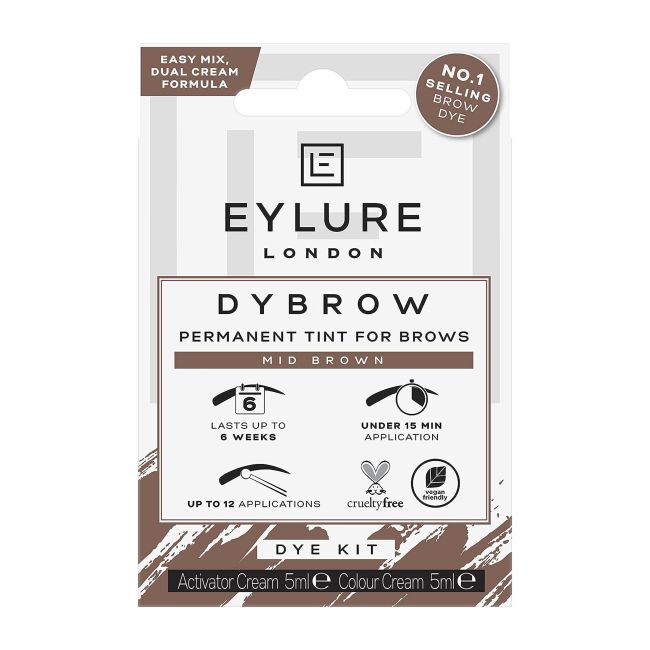 EYLURE DYBROW MID BROWN rinkinys antakiams dažyti (2 x 5 ml)
