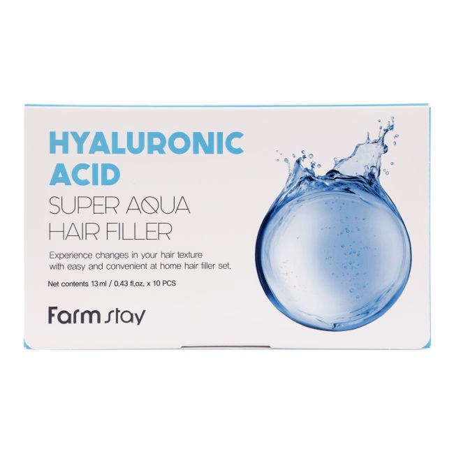FARMSTAY HYALURONIC ACID SUPER AQUA plaukų priežiūros priemonė, 13 ml x 10 vnt.