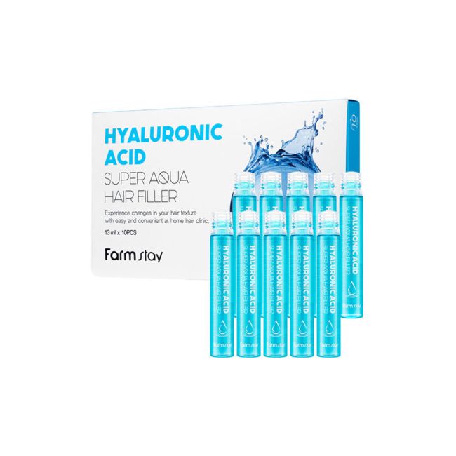FARMSTAY HYALURONIC ACID SUPER AQUA plaukų priežiūros priemonė, 13 ml x 10 vnt.