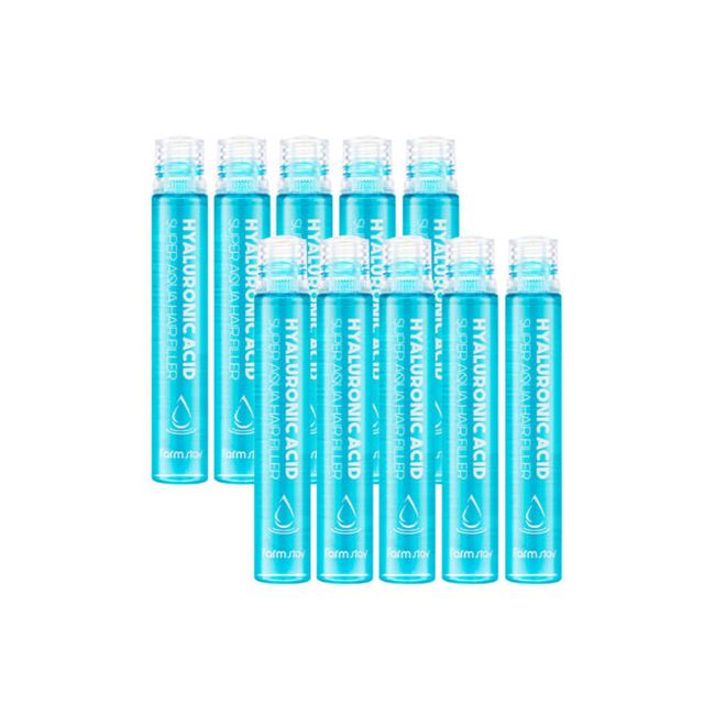 FARMSTAY HYALURONIC ACID SUPER AQUA plaukų priežiūros priemonė, 13 ml x 10 vnt.