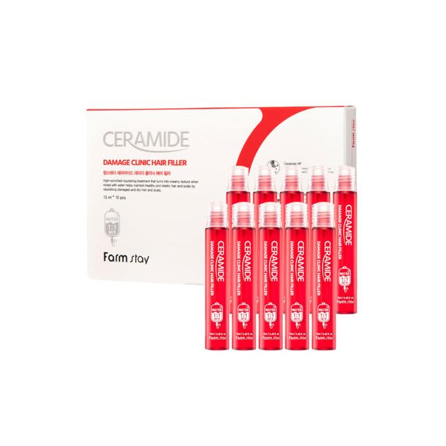 FARMSTAY CERAMIDE DAMAGE CLINIC plaukų priežiūros priemonė, 13 ml x 10 vnt.