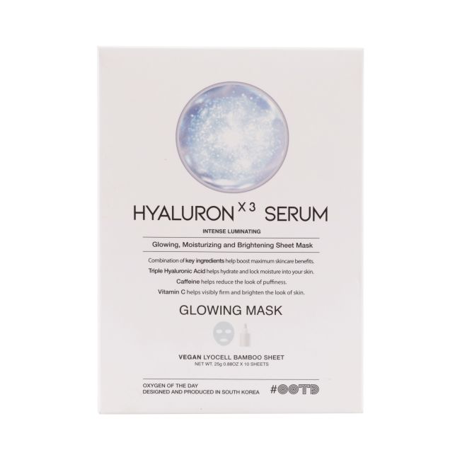 OOTD HYALURON X3 SERUM GLOWING veido kaukės (25 g x 10 vnt.)