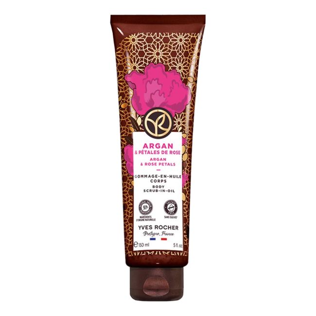 YVES ROCHER ARGAN & ROSE PETALS kūno šveitiklis, 150 ml