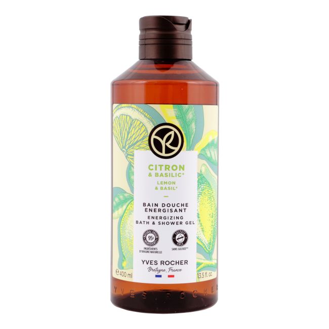 YVES ROCHER LEMON & BASIL ENERGIZING vonios ir dušo želė, 400 ml