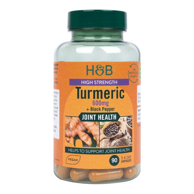 H&B HIGH STRENGTH Ciberžolė 600 MG ir juodieji pipirai, 90 kapsulių