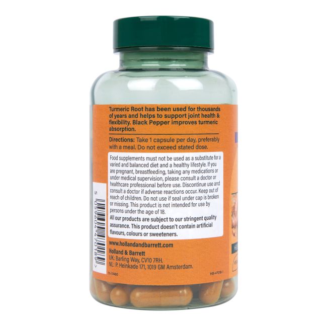 H&B HIGH STRENGTH Ciberžolė 600 MG ir juodieji pipirai, 90 kapsulių