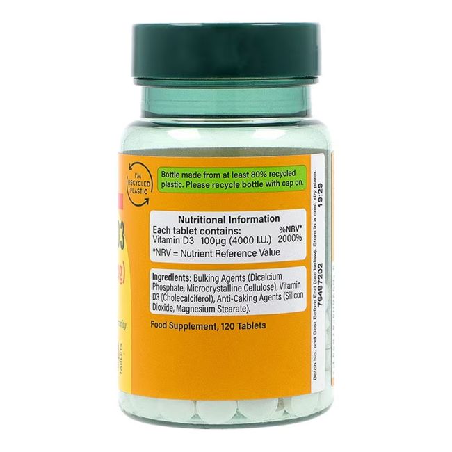 H&B HIGH STRENGTH Vitaminas D3 4000 T.V. (100 µg), 120 tablečių