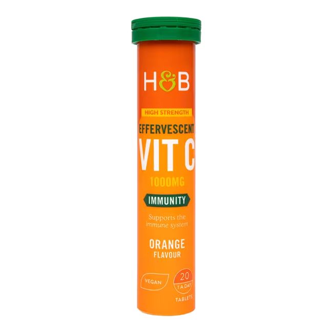 H&B HIGH STRENGTH Vitaminas C 1000 MG, 20 šnypščiųjų tablečių
