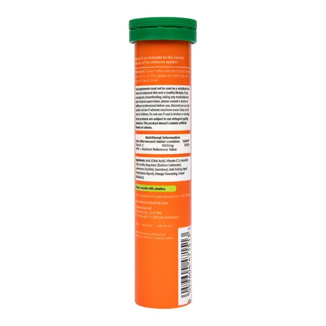 H&B HIGH STRENGTH Vitaminas C 1000 MG, 20 šnypščiųjų tablečių