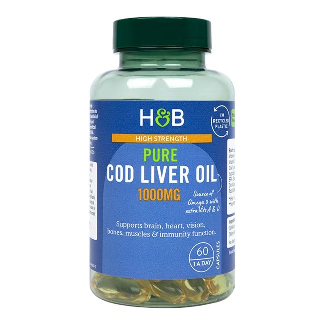 H&B Menkių kepenų žuvų taukai 1000 MG, 60 kapsulių