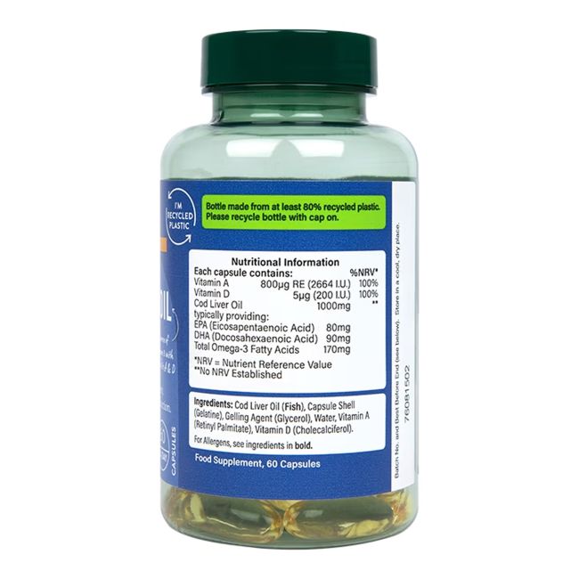 H&B Menkių kepenų žuvų taukai 1000 MG, 60 kapsulių