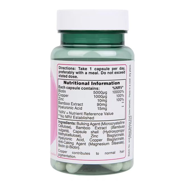H&B HIGH STRENGTH vitaminų kompleksas su biotinu plaukams, 30 kapsulių
