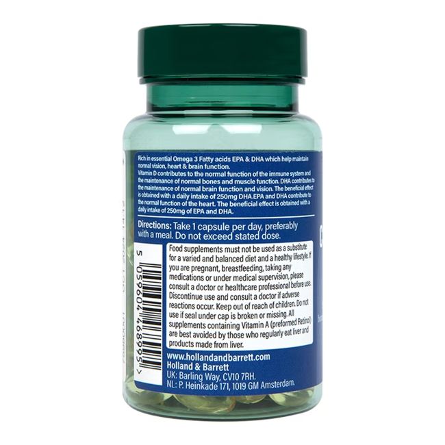 H&B Menkių kepenų žuvų taukai, 500 MG, 60 kapsulių