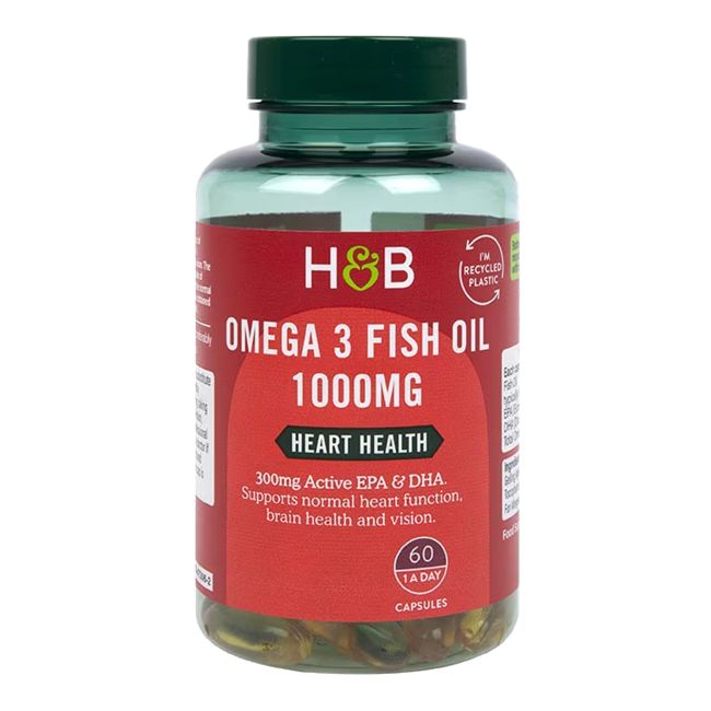 H&B OMEGA 3 Žuvų taukai 1000 MG, 60 kapsulių