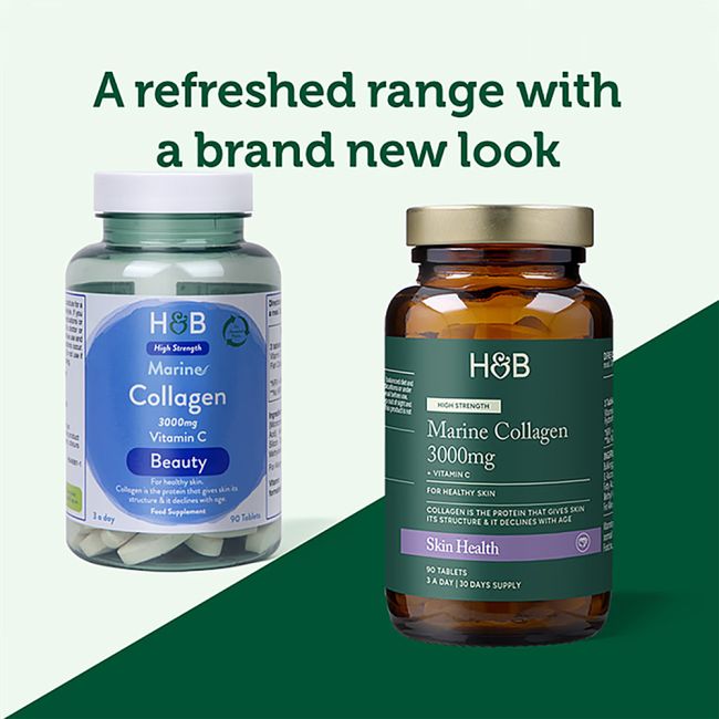 H&B HIGH STRENGTH jūrinis kolagenas 3000 MG, 90 tablečių