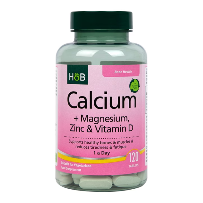 H&B Kalcis + Magnis, Cinkas ir Vitaminas D, 120 tablečių