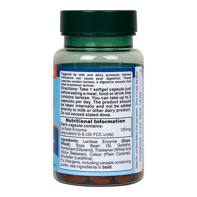 H&BLaktazės fermentas 125 MG, 60 kapsulių